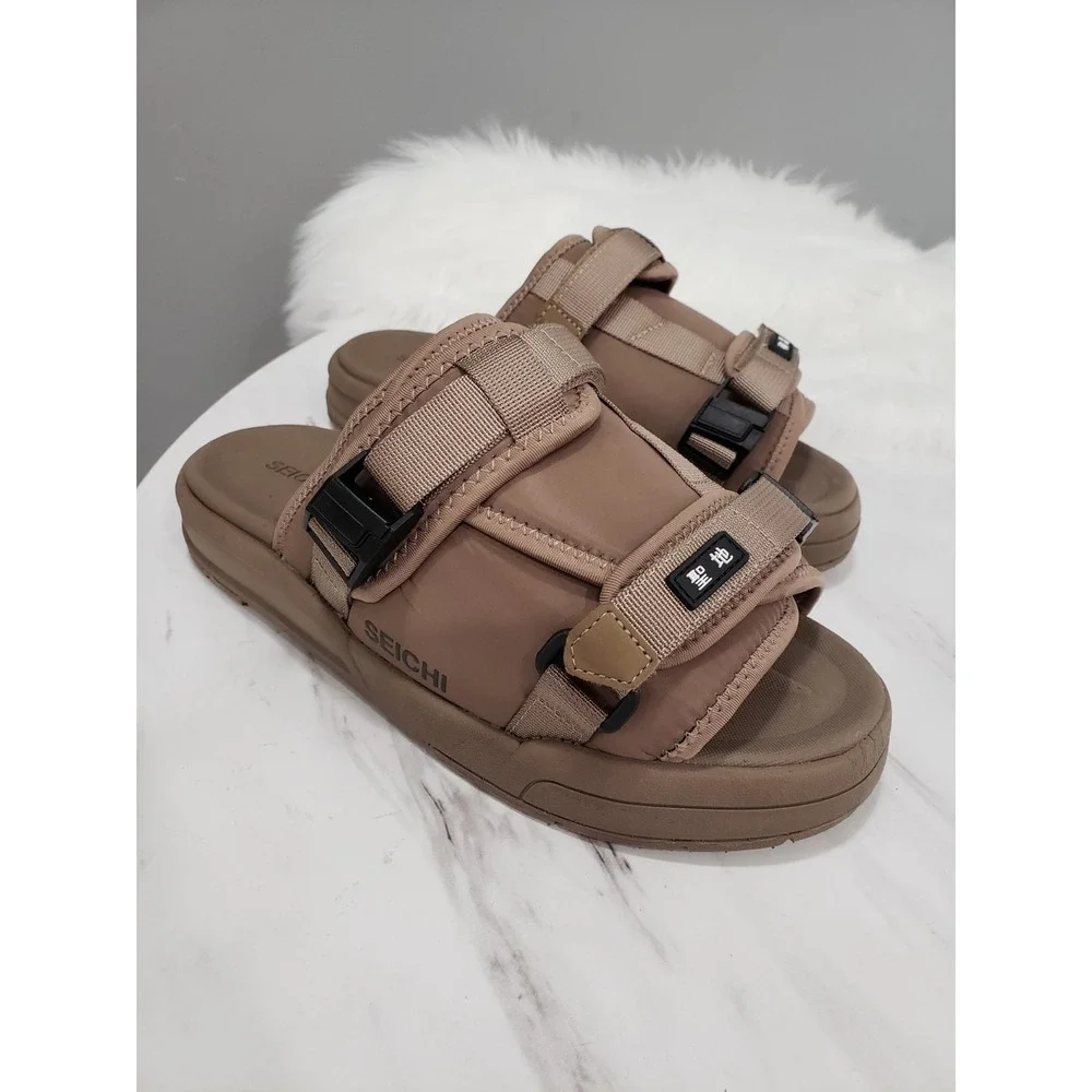 NEW MENS 8 Seichi Yoroi V2 Sandals Tan Slip On Open Toe Platform Slide EURO 41